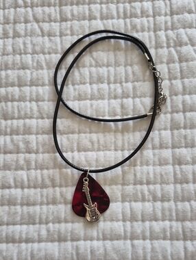 Red Shell Guitar Pick Pendant Necklace - Jewelry